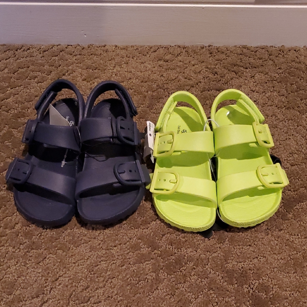 Baby Toddler Boys Girls Birk Style Eva Sandals- Navy/Neon Size 6 7 8 9 10 NWT